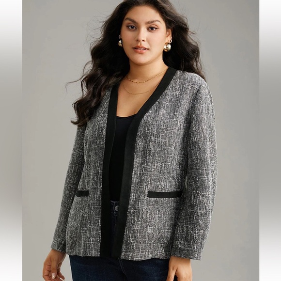 BloomChic Tweed Contrast Trim Pocket Tweed Blazer us size 12 - Picture 4 of 9